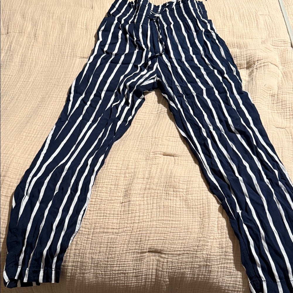 Abercrombie & Fitch Navy and White Striped Pants